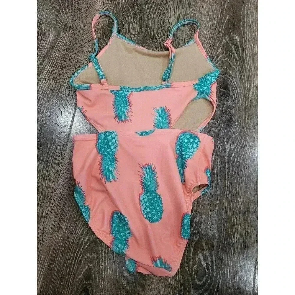 Old Navy pineapple‎ one piece swimsuit size 8 girls #4